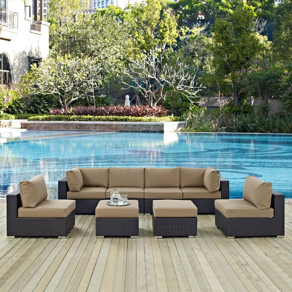 EEI-2204 Convene 8 Piece Outdoor Patio Sectional Set by Modway