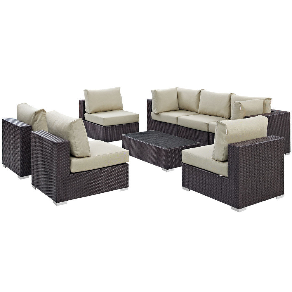 EEI-2205 Convene 8 Piece Outdoor Patio Sectional Set by Modway