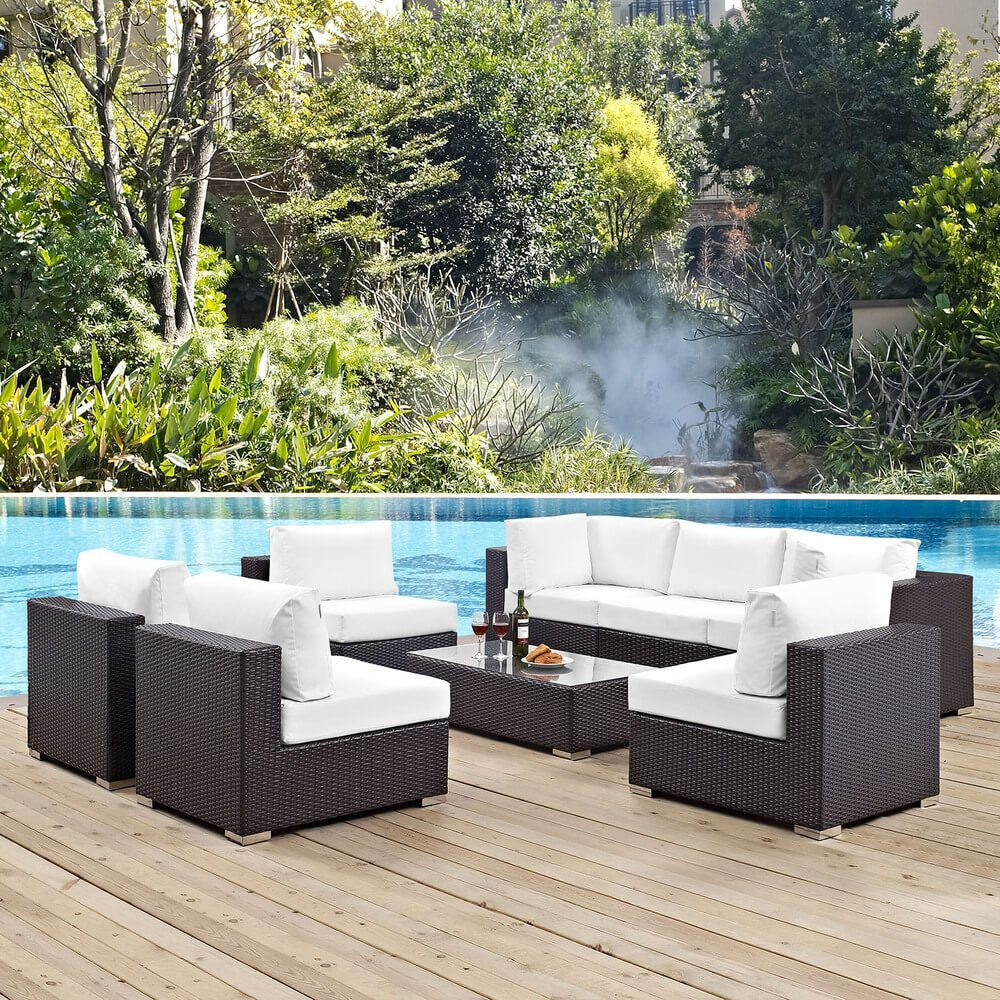 EEI-2205 Convene 8 Piece Outdoor Patio Sectional Set by Modway