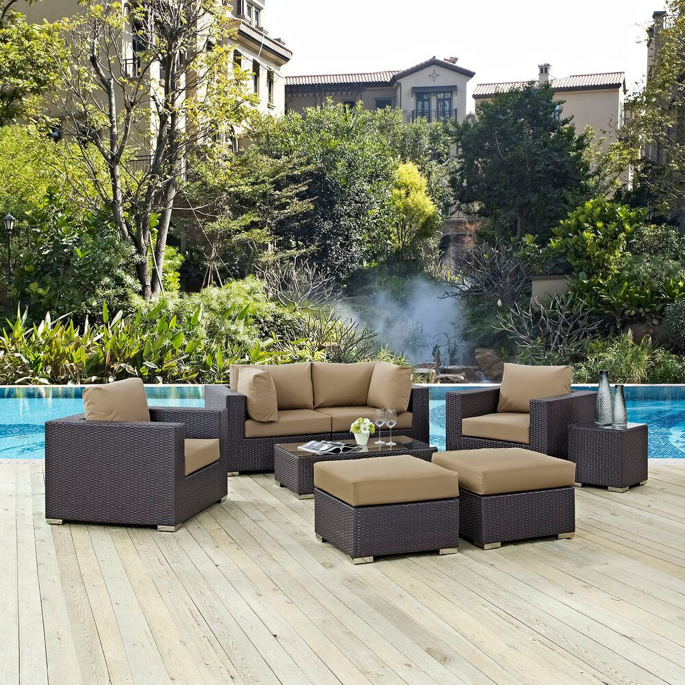 EEI-2206 Convene 8 Piece Outdoor Patio Sectional Set by Modway