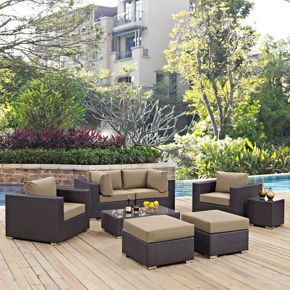 EEI-2206 Convene 8 Piece Outdoor Patio Sectional Set by Modway
