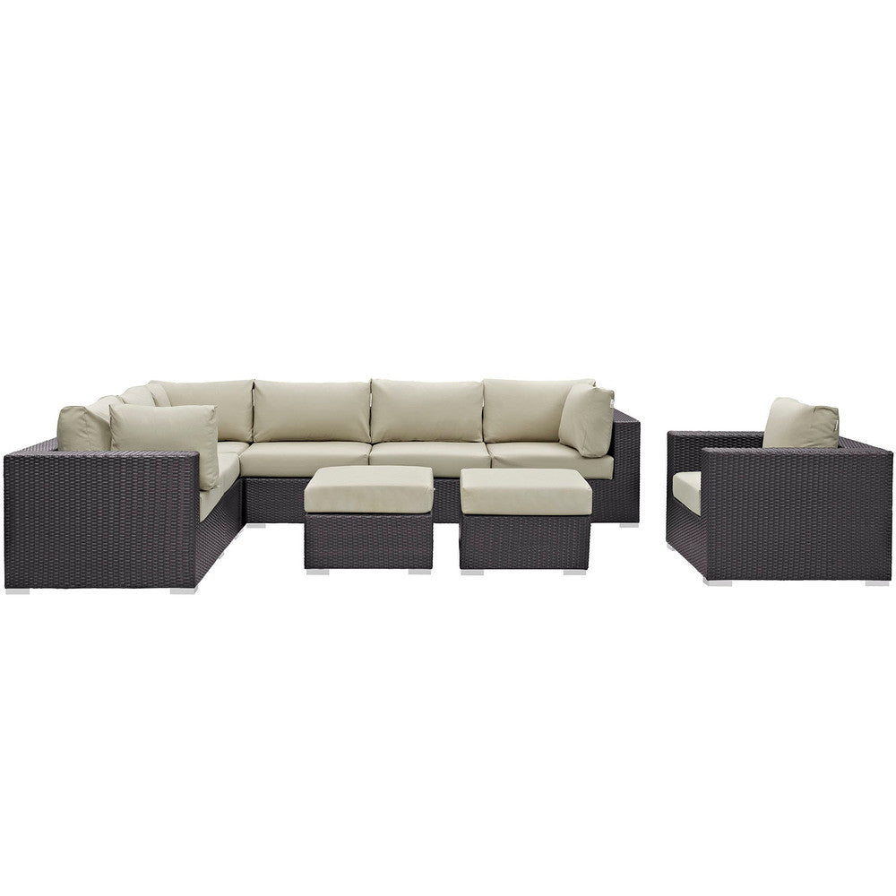 EEI-2208 Convene 9 Piece Outdoor Patio Sectional Set by Modway