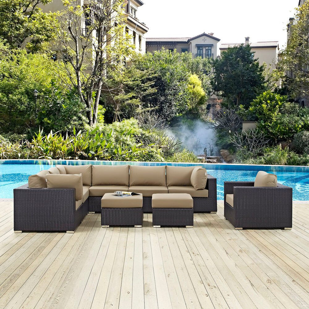 EEI-2208 Convene 9 Piece Outdoor Patio Sectional Set by Modway