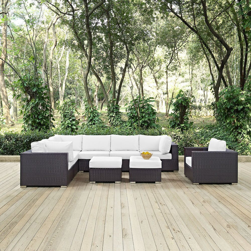 EEI-2208 Convene 9 Piece Outdoor Patio Sectional Set by Modway