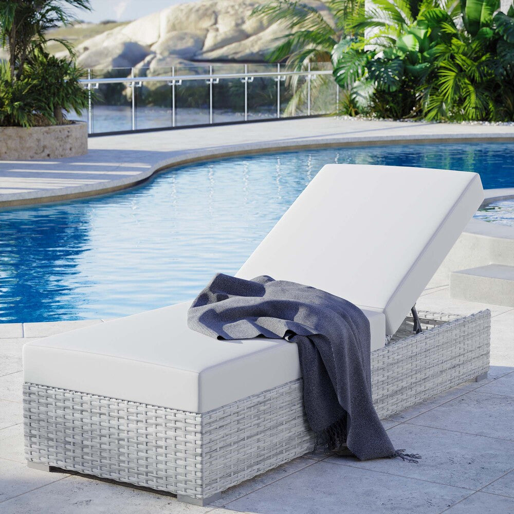 EEI-4307-LGR-WHI Convene Outdoor Patio Chaise by Modway