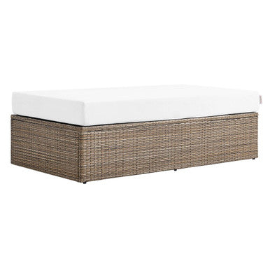 Modway EEI-6248-CAP-WHI Convene Outdoor Patio Rectangle Ottoman Cappuccino White