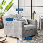 EEI-5090-GRY Conway 2-Piece Outdoor Patio Wicker Rattan Armchair and Ottoman Set by Modway