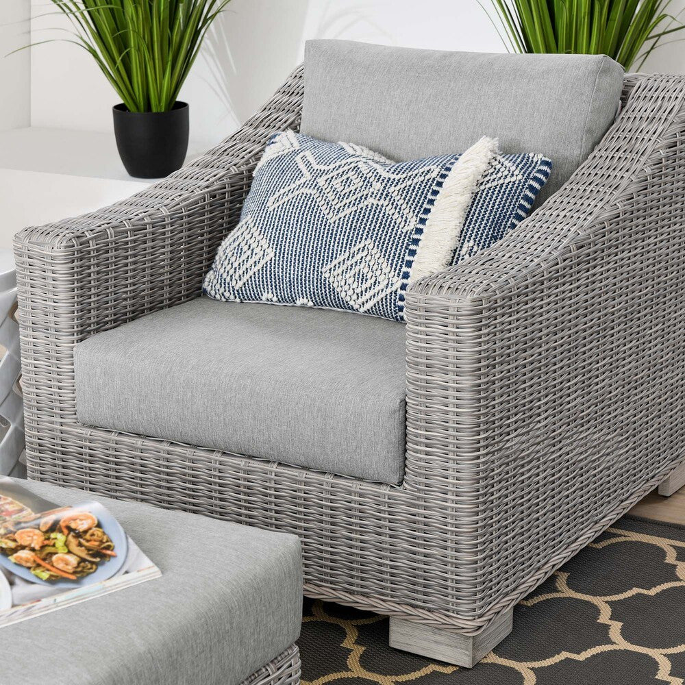 EEI-5090-GRY Conway 2-Piece Outdoor Patio Wicker Rattan Armchair and Ottoman Set by Modway