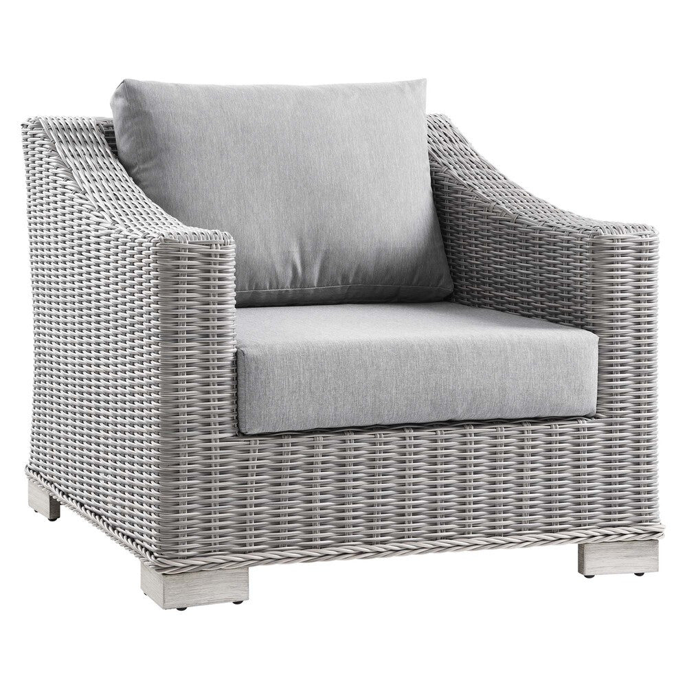 EEI-5090-GRY Conway 2-Piece Outdoor Patio Wicker Rattan Armchair and Ottoman Set by Modway