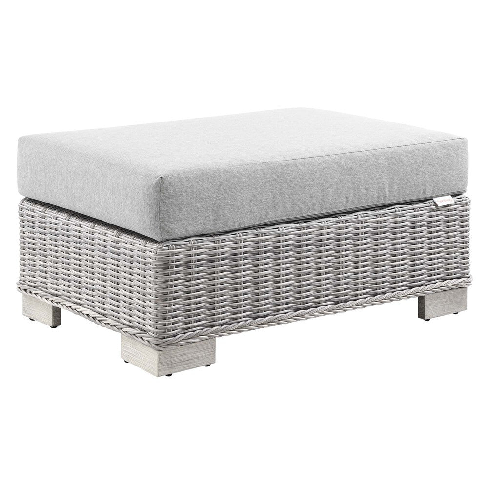 EEI-5090-GRY Conway 2-Piece Outdoor Patio Wicker Rattan Armchair and Ottoman Set by Modway