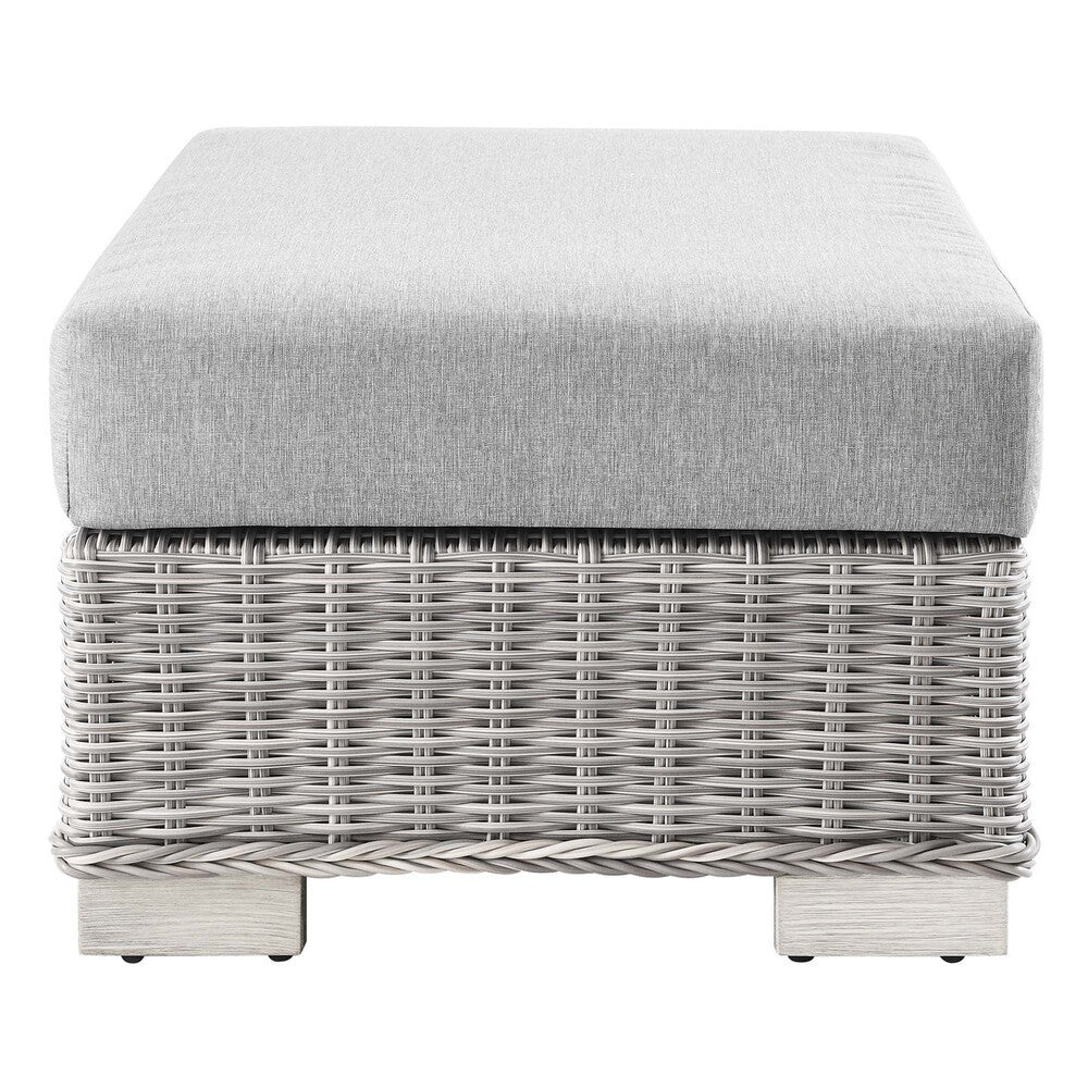 EEI-5090-GRY Conway 2-Piece Outdoor Patio Wicker Rattan Armchair and Ottoman Set by Modway