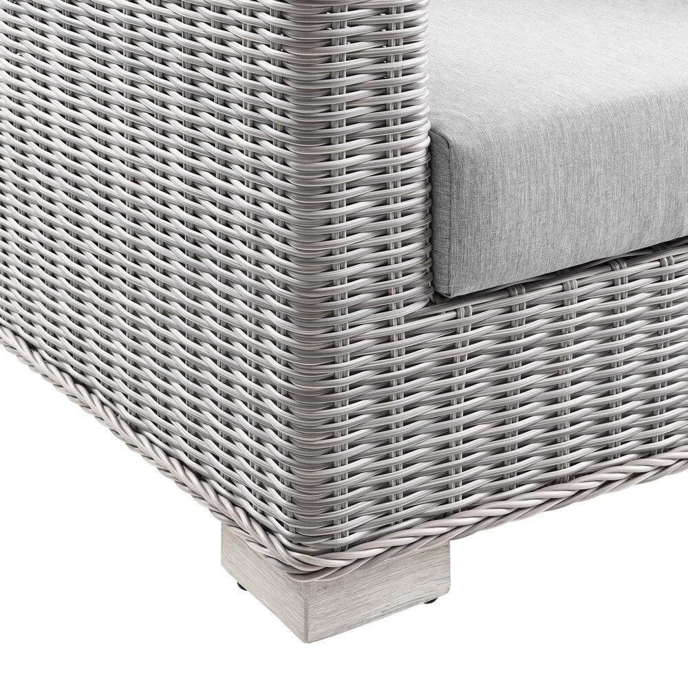 EEI-5090-GRY Conway 2-Piece Outdoor Patio Wicker Rattan Armchair and Ottoman Set by Modway