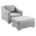EEI-5090-GRY Conway 2-Piece Outdoor Patio Wicker Rattan Armchair and Ottoman Set by Modway