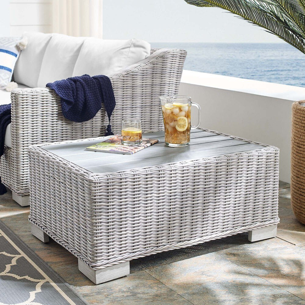EEI-3981-LGR Conway 32" Outdoor Patio Wicker Rattan Coffee Table by Modway
