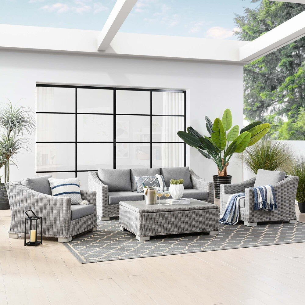 EEI-5095 Conway 4-Piece Outdoor Patio Wicker Rattan Furniture Set by Modway