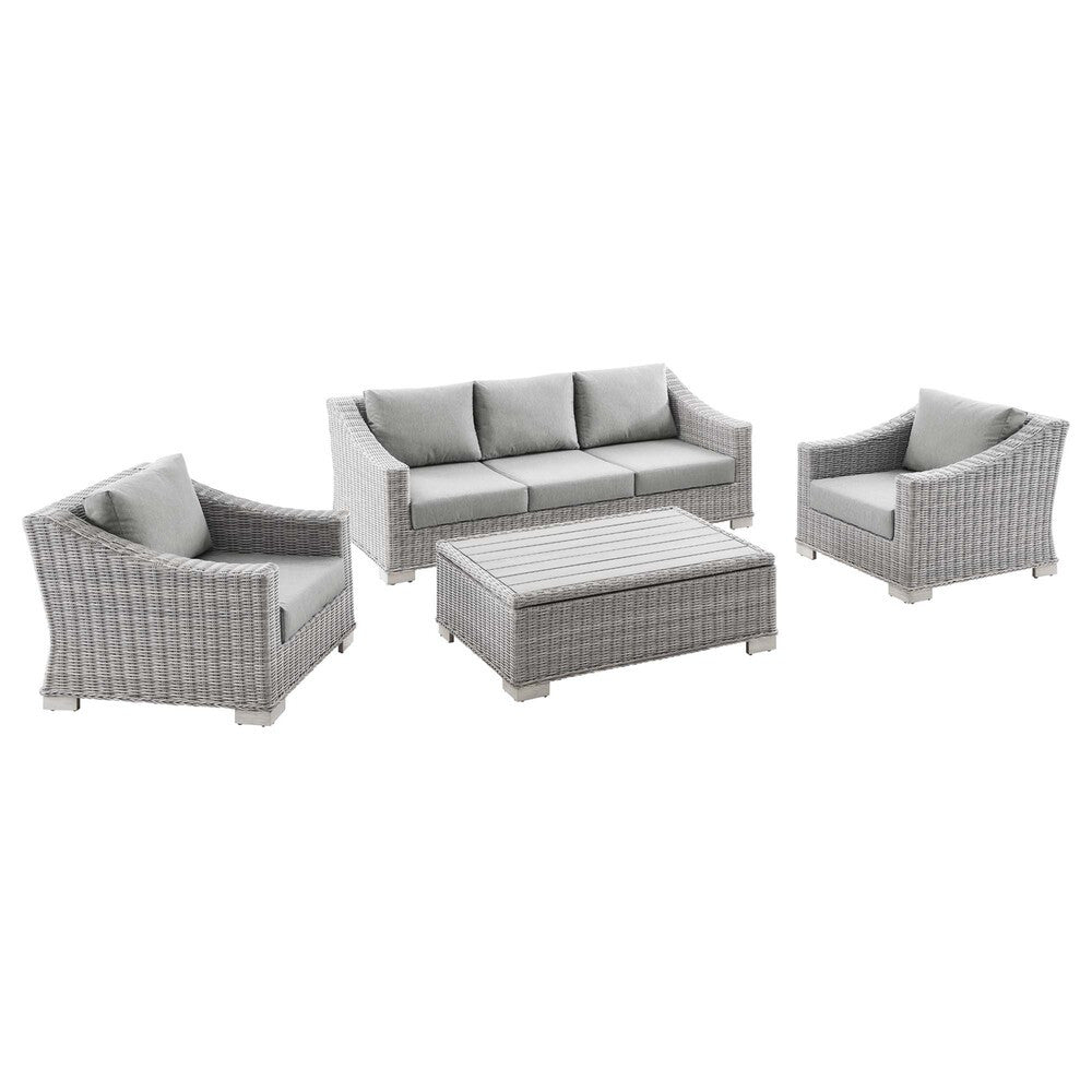 EEI-5095 Conway 4-Piece Outdoor Patio Wicker Rattan Furniture Set by Modway