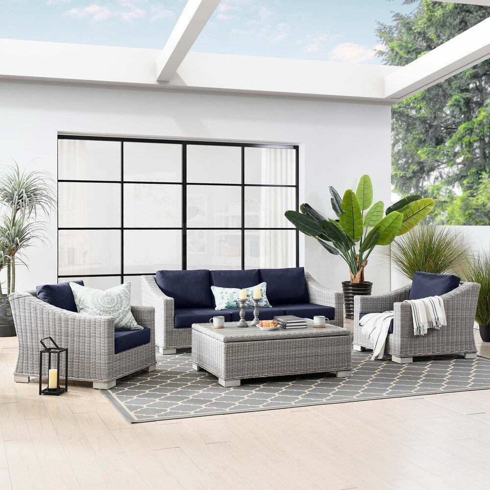 EEI-5095 Conway 4-Piece Outdoor Patio Wicker Rattan Furniture Set by Modway