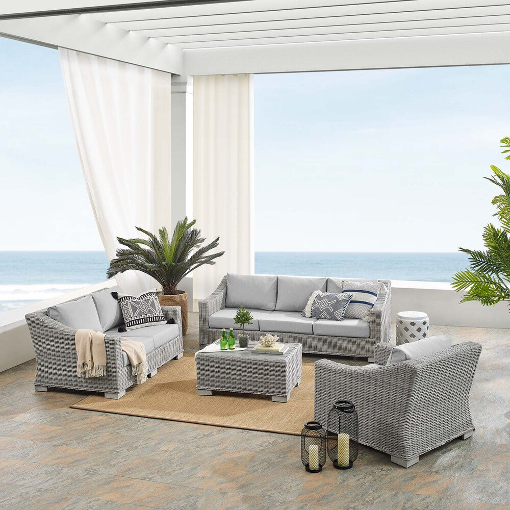 EEI-4355 Conway 4-Piece Sunbrella&reg; Outdoor Patio Wicker Rattan Furniture Set by Modway