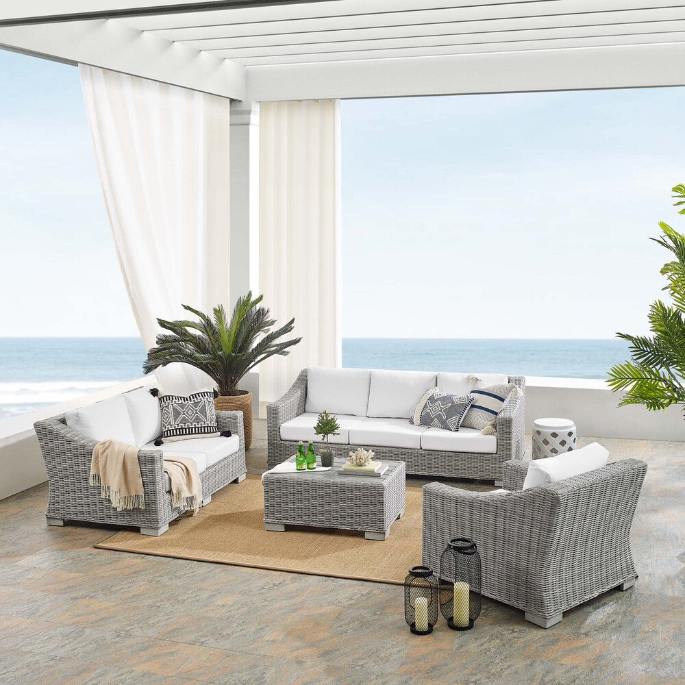 EEI-4355 Conway 4-Piece Sunbrella&reg; Outdoor Patio Wicker Rattan Furniture Set by Modway
