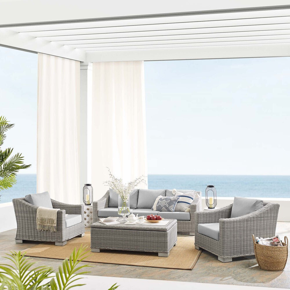 EEI-4359 Conway 4-Piece Sunbrella&reg; Outdoor Patio Wicker Rattan Furniture Set by Modway