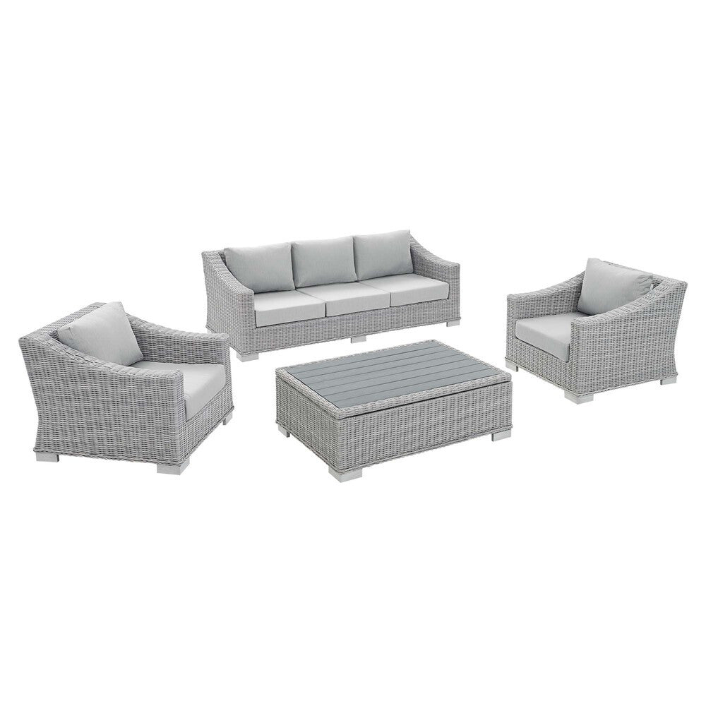 EEI-4359 Conway 4-Piece Sunbrella&reg; Outdoor Patio Wicker Rattan Furniture Set by Modway