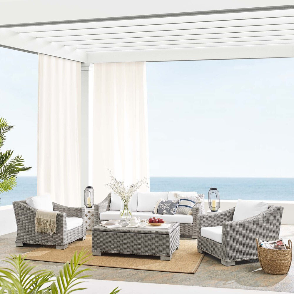 EEI-4359 Conway 4-Piece Sunbrella&reg; Outdoor Patio Wicker Rattan Furniture Set by Modway