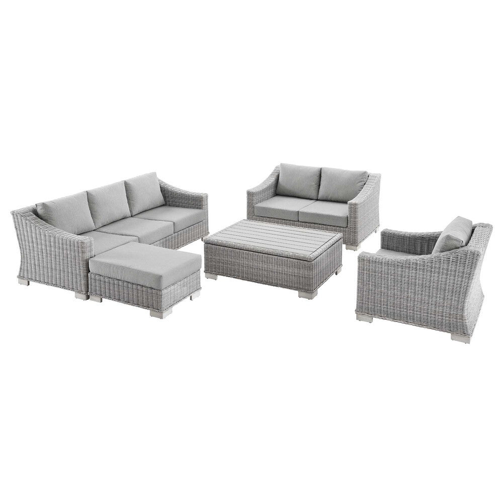EEI-5092-GRY Conway 5-Piece Outdoor Patio Wicker Rattan Furniture Set by Modway