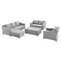 Modway EEI-5092-GRY Conway 5-Piece Outdoor Patio Wicker Rattan Furniture Set Light Gray Gray