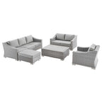 Modway EEI-5092-GRY Conway 5-Piece Outdoor Patio Wicker Rattan Furniture Set Light Gray Gray