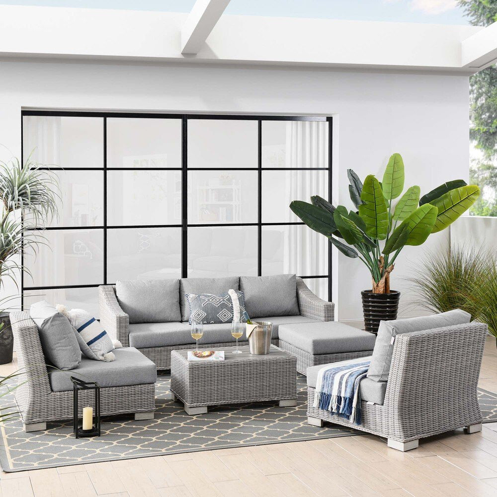 EEI-5097-GRY Conway 5-Piece Outdoor Patio Wicker Rattan Furniture Set by Modway