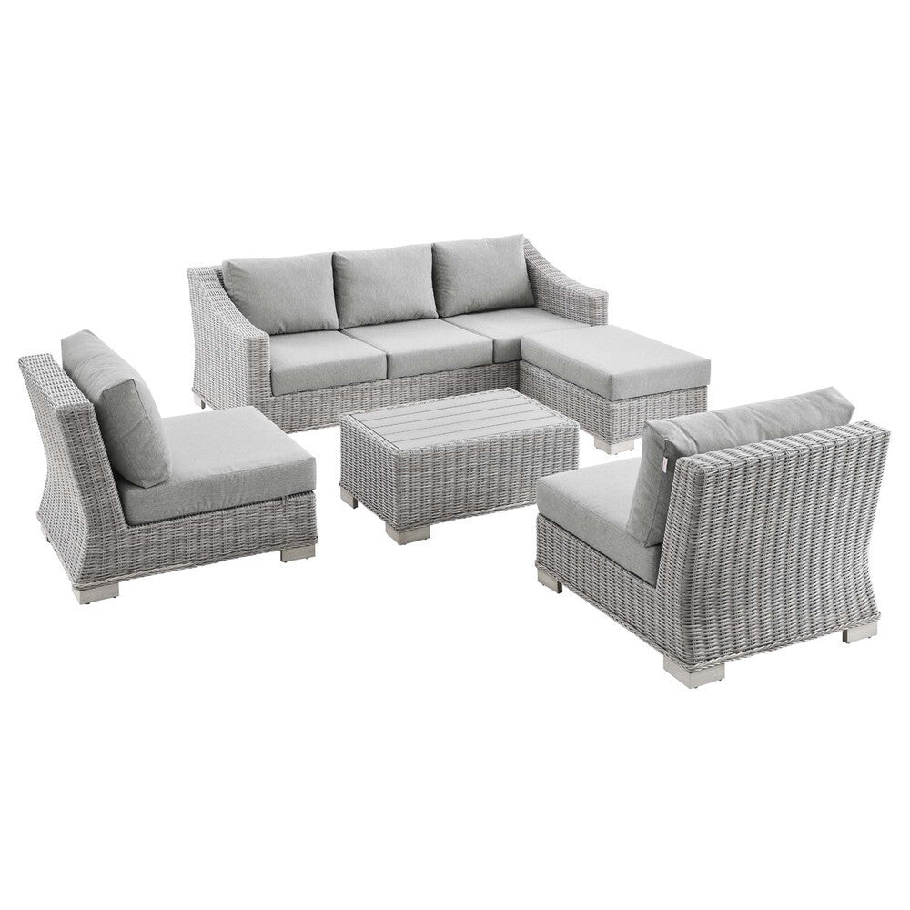 EEI-5097-GRY Conway 5-Piece Outdoor Patio Wicker Rattan Furniture Set by Modway