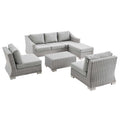 Modway EEI-5097-GRY Conway 5-Piece Outdoor Patio Wicker Rattan Furniture Set Light Gray Gray