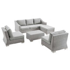 Modway EEI-5097-GRY Conway 5-Piece Outdoor Patio Wicker Rattan Furniture Set Light Gray Gray