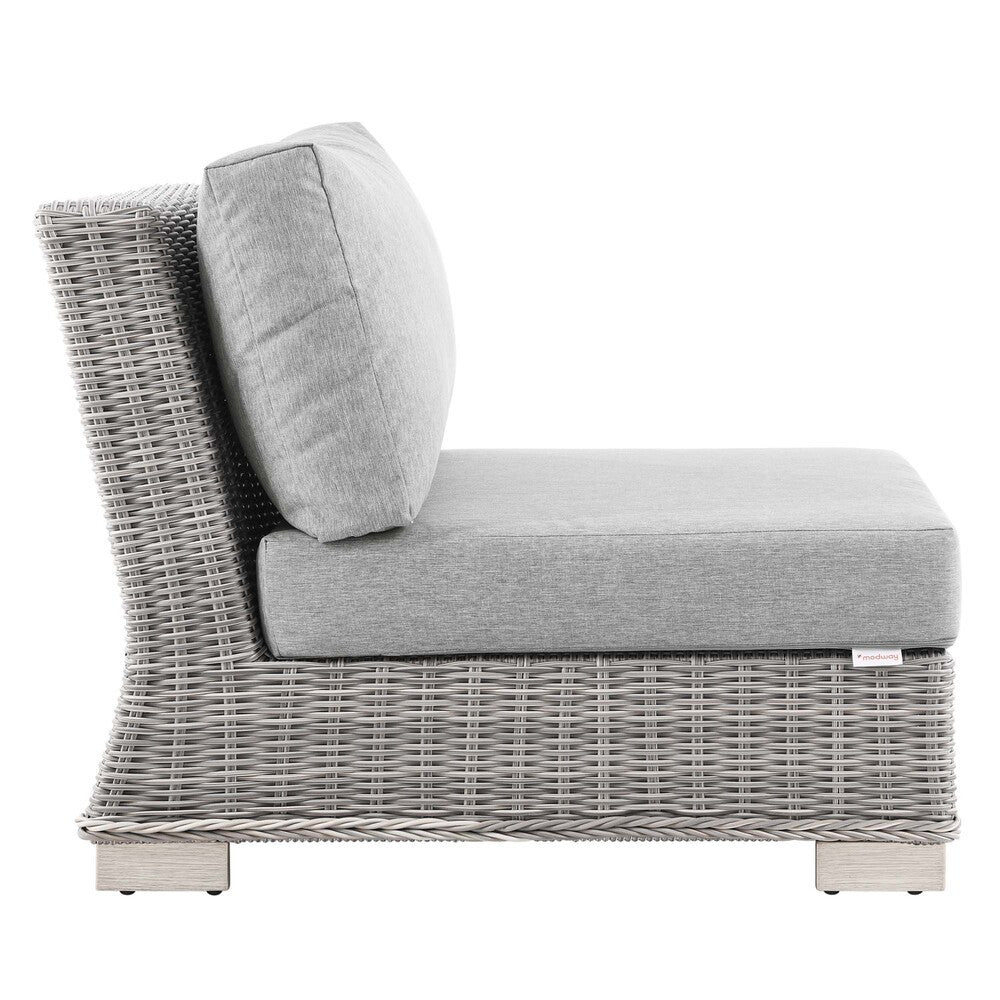 EEI-4847-LGR-GRY Conway Outdoor Patio Wicker Rattan Armless Chair by Modway