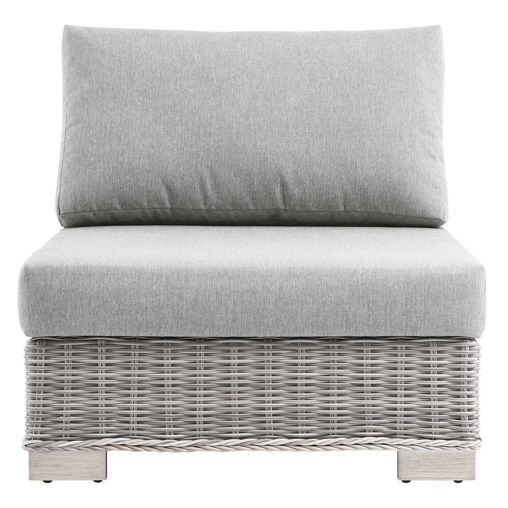 EEI-4847-LGR-GRY Conway Outdoor Patio Wicker Rattan Armless Chair by Modway
