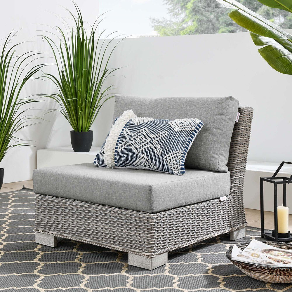EEI-4847-LGR-GRY Conway Outdoor Patio Wicker Rattan Armless Chair by Modway