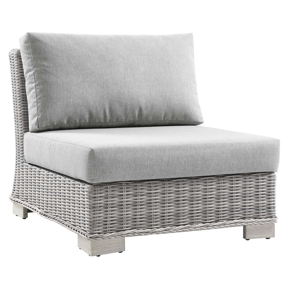 EEI-4847-LGR-GRY Conway Outdoor Patio Wicker Rattan Armless Chair by Modway
