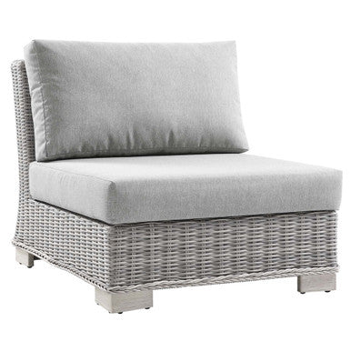 Modway EEI-4847-LGR-GRY Conway Outdoor Patio Wicker Rattan Armless Chair Light Gray Gray