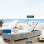 EEI-3978-LGR-WHI Conway Sunbrella&reg; Outdoor Patio Wicker Rattan Chaise Lounge by Modway