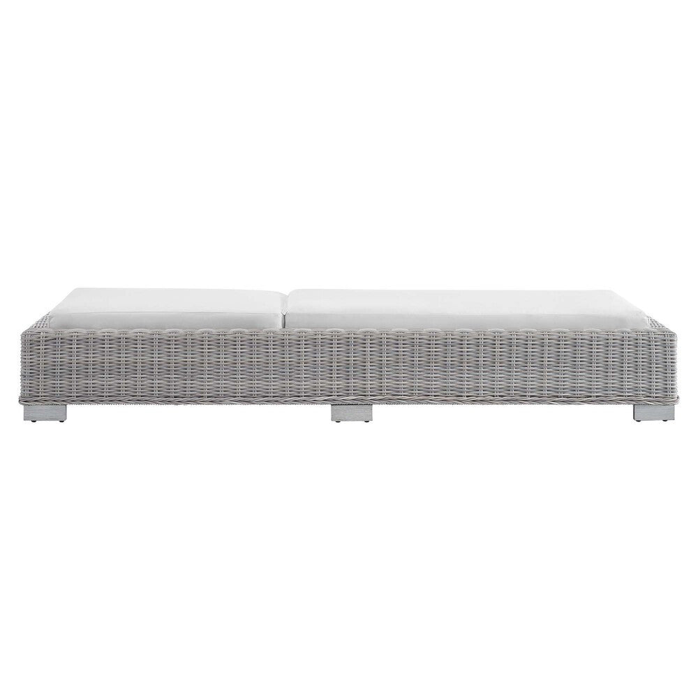 EEI-3978-LGR-WHI Conway Sunbrella&reg; Outdoor Patio Wicker Rattan Chaise Lounge by Modway