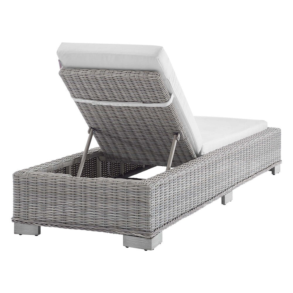 EEI-3978-LGR-WHI Conway Sunbrella&reg; Outdoor Patio Wicker Rattan Chaise Lounge by Modway