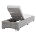 EEI-3978-LGR-WHI Conway Sunbrella&reg; Outdoor Patio Wicker Rattan Chaise Lounge by Modway