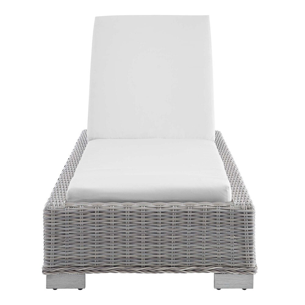 EEI-3978-LGR-WHI Conway Sunbrella&reg; Outdoor Patio Wicker Rattan Chaise Lounge by Modway