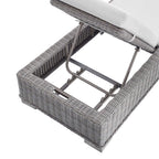 EEI-3978-LGR-WHI Conway Sunbrella&reg; Outdoor Patio Wicker Rattan Chaise Lounge by Modway