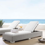 EEI-3978-LGR-WHI Conway Sunbrella&reg; Outdoor Patio Wicker Rattan Chaise Lounge by Modway