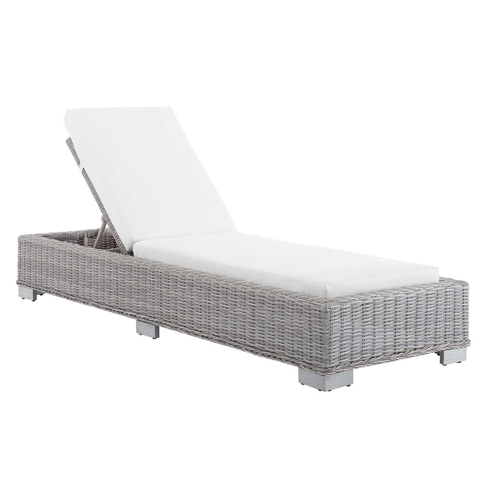 EEI-3978-LGR-WHI Conway Sunbrella&reg; Outdoor Patio Wicker Rattan Chaise Lounge by Modway