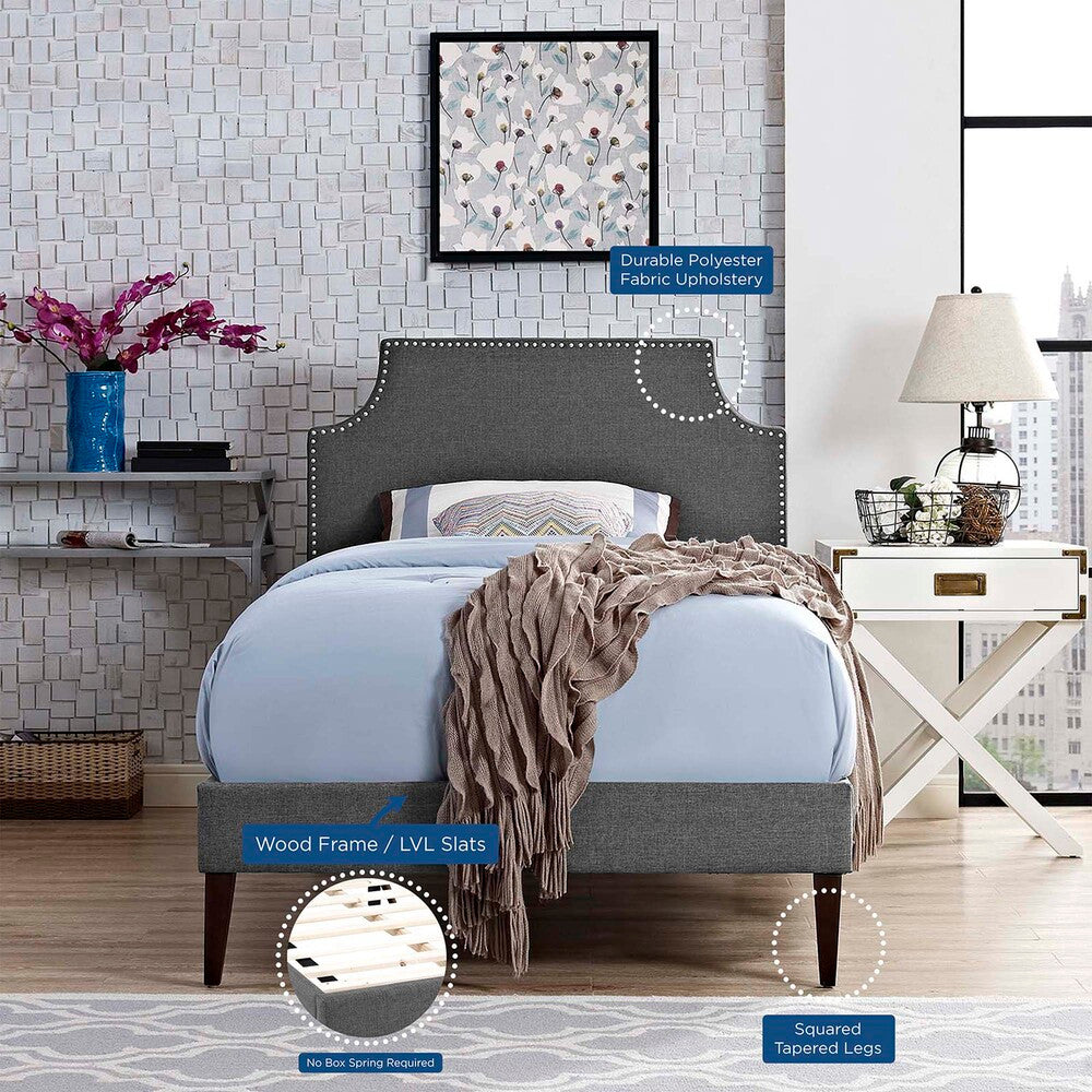 Modway Corene Fabric Twin Platform Bed with Squared Tapered Legs by Modway-MOD-5951-GRY