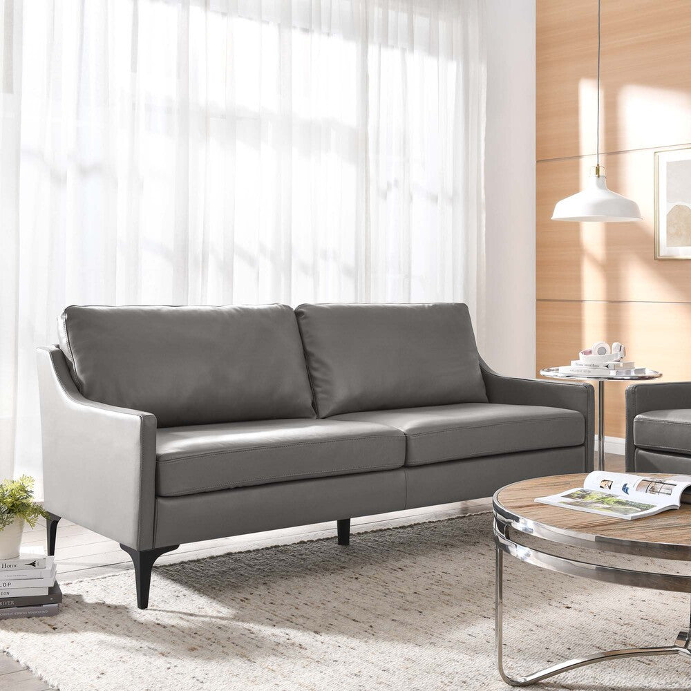 EEI-6018-GRY Corland Leather Sofa by Modway