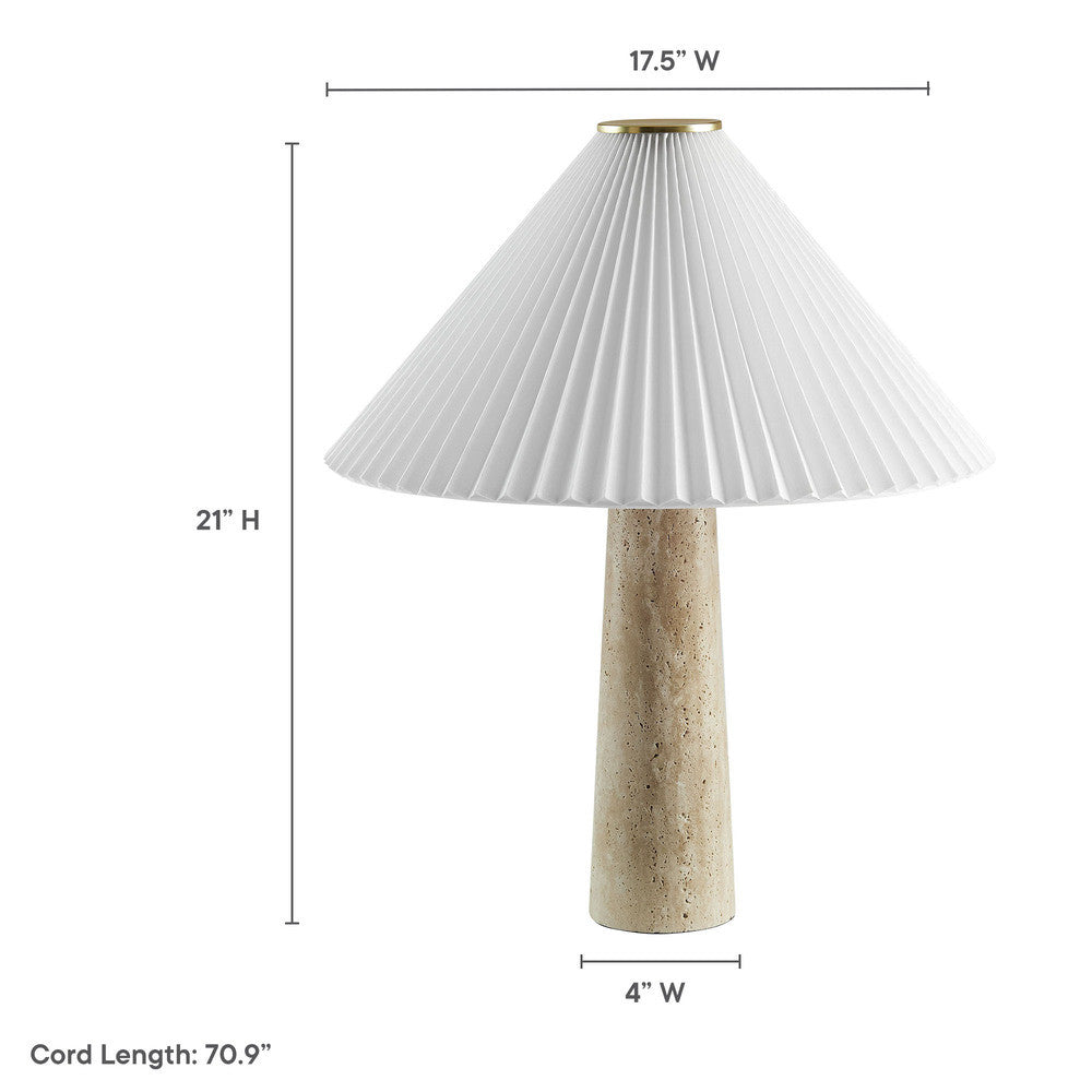 Modway Cove Travertine Table Lamp With Pleated Shade by Modway-EEI-7215-TRV