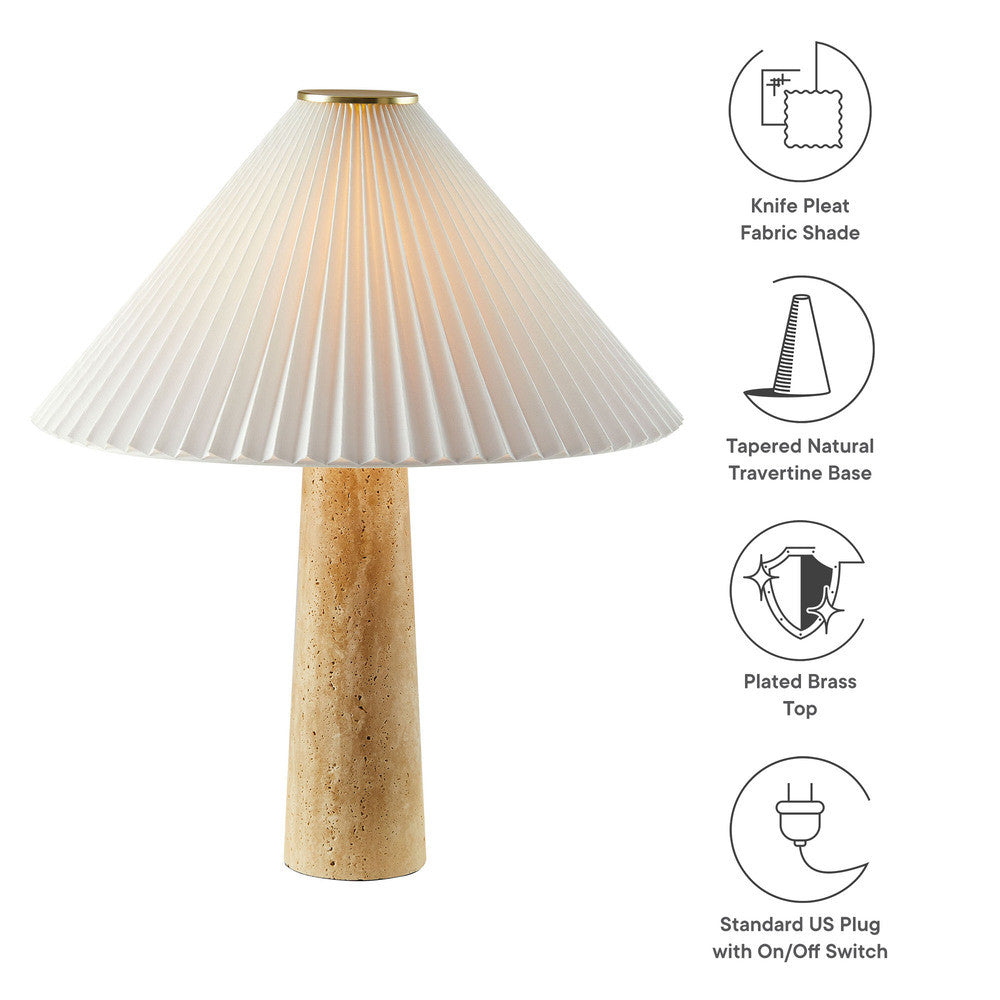 Modway Cove Travertine Table Lamp With Pleated Shade by Modway-EEI-7215-TRV